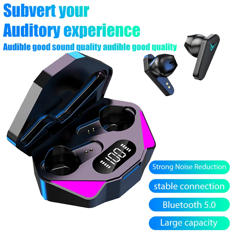X15 Game Headset Low Latency Bluetooth Headphones  Wireless earphones Bass Large Capacity Earbuds HD Noise Cancellation Earphone