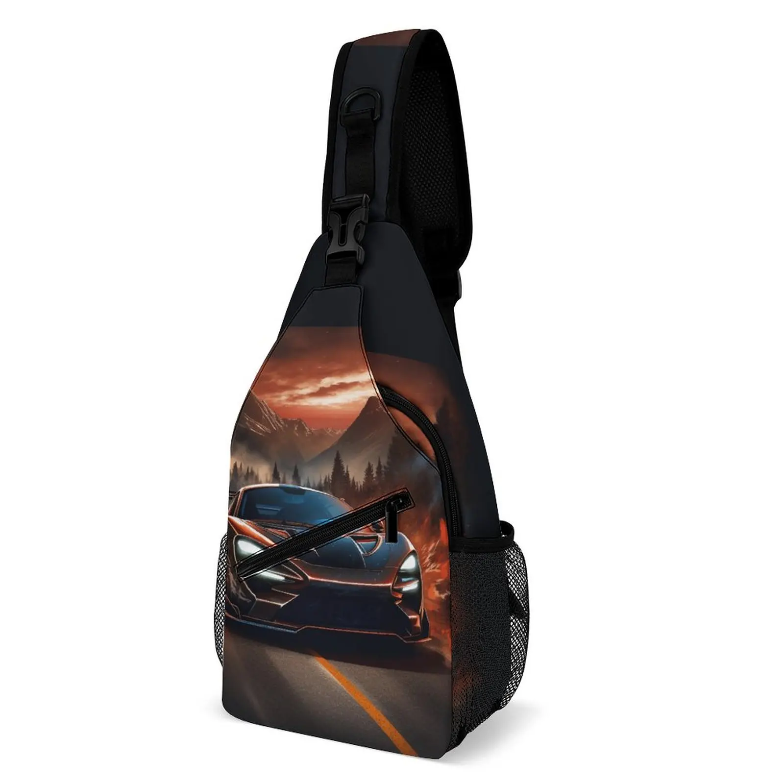 

Fantastic Sports Car Shoulder Bags Car Road American Flag Aesthetic Chest Bag Men Motorcycle Sling Bag School Crossbody Bags
