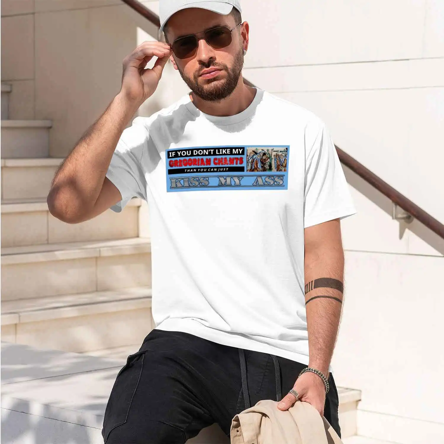 Фото Футболка Gregorian Ants per Sticker Sticker 2026, новая модель, мужская, с коротким рукавом, круглым вырезом, классическая, повседневная, в различных цветах и размерах. №2