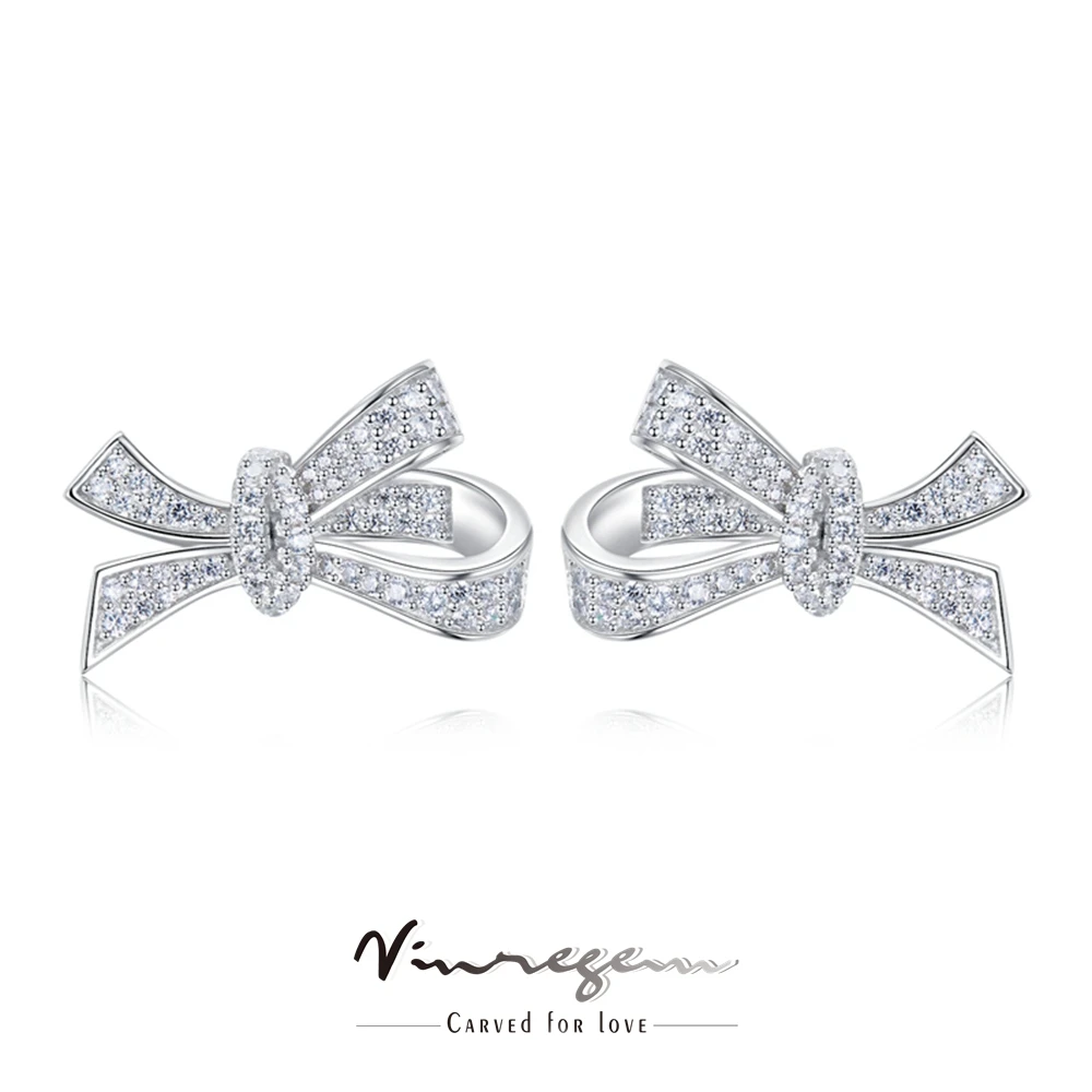 

Vinregem 18K White Gold Sapphire Faceted Gemstone Stud Earrings For Women Wedding Gift 925 Sterling Silver Jewelry Drop Shipping