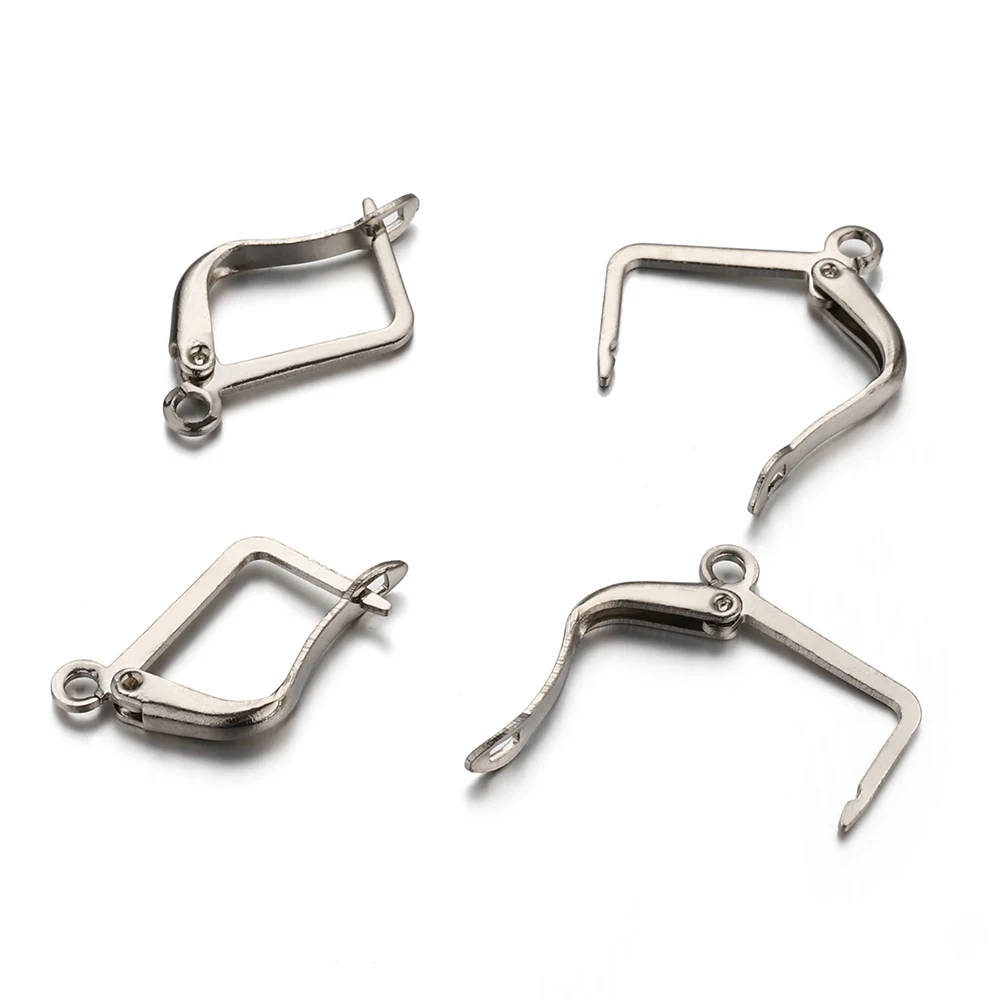 50pcs/lot Square Lever Earring Clips Earwire Ear Clasp Base French Earring Hooks for DIY Jewelry Finding Accessories Supplies