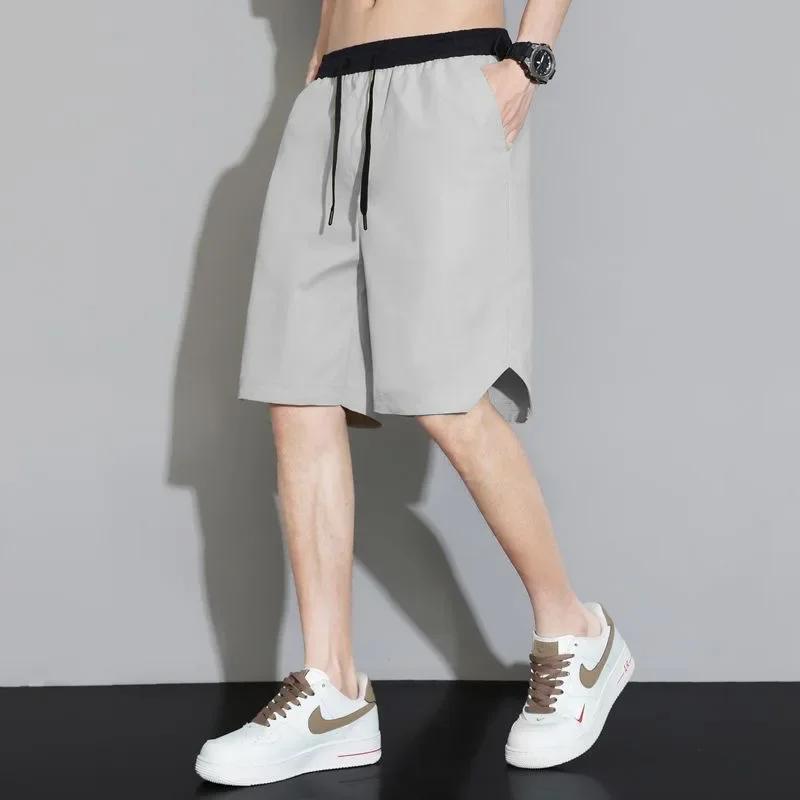 Мужские повседневные шорты из ледяного шелка свободные пляжные штаны тонкие