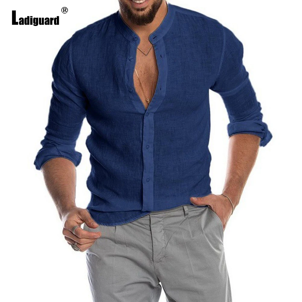 Mens Latest Casual Shirt Men Long Sleeve Tops Linen Blouse Male Elegant Button Up shirt blusas Oversized 5XL Men Clothing 2022