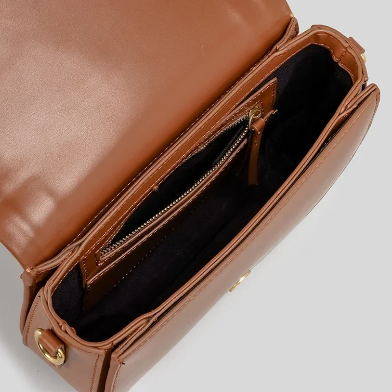 Осенняя новая однотонная женская маленькая сумка-седло через плечо с широким