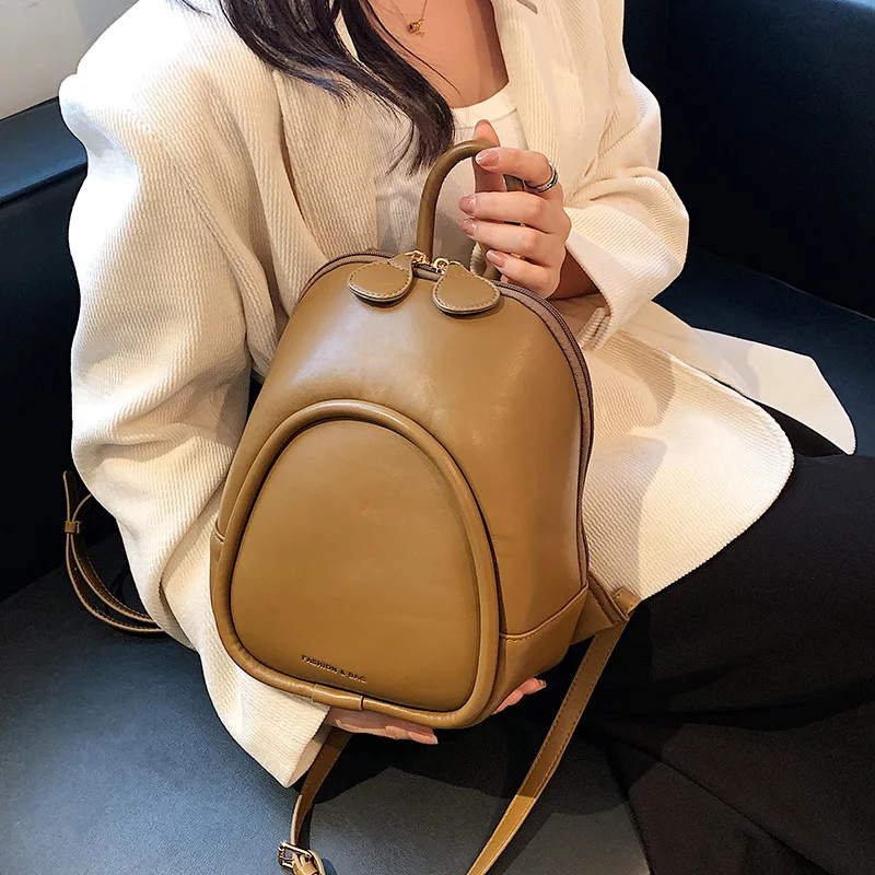 Popular Texture Bag Autumn Khaki Color New Women's Versatile Fashion Backpack Travel Shoulder Bag Crossbody Girls Backpacks