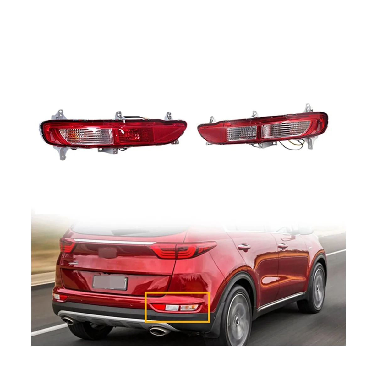 

Автомобильный задний левый бампер, противотуманный фонарь, зеркальный отражатель, задние фонари для Hyundai Kia K5 Sportage 2016 2017 2018