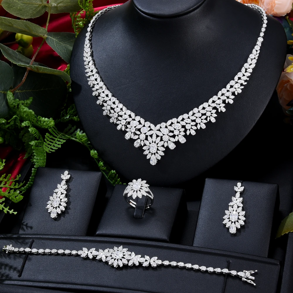 

GODKI Famous Brand 4PCS Flower Luxury African Jewelry Set For Women Wedding Party Zircon Crystal Dubai Bridal Jewelry Set Gift