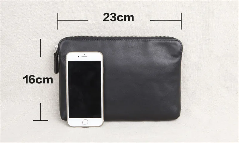 Business casual genuine leather men's clutch bag simple daily high quality natural soft first layer cowhide black phone wallet