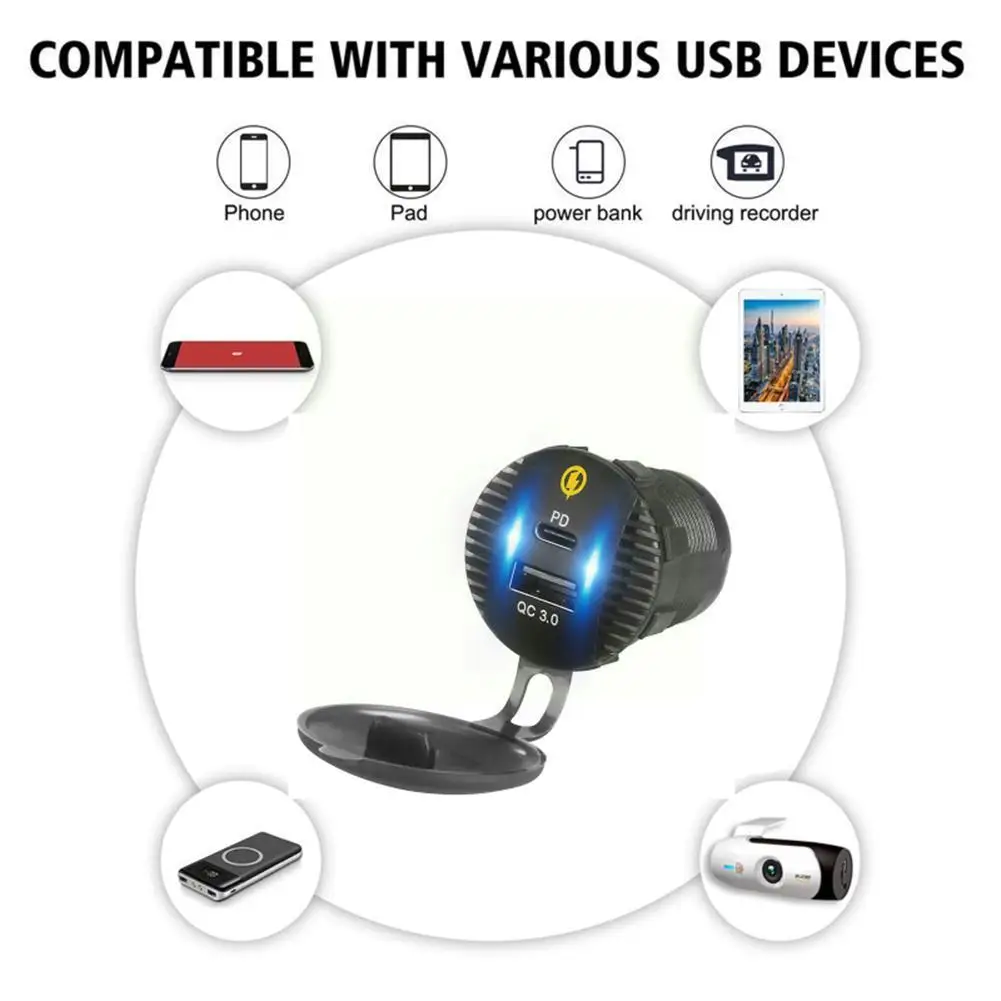 

Зарядное устройство для автомобиля, быстрая зарядка 12-24 В, Модифицированная Usb-вспышка для автомобиля и мотоцикла, аксессуары для зарядки Qc3....