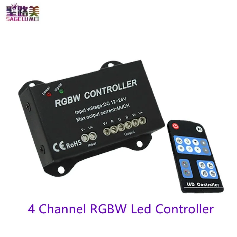 

RF104 DC12-24V 4Channel RGBW RGB+W Led Controller 4A*4CH Led Dimmer Controller for RGB RGBW Led Intelligent Lamp Led Light Strip