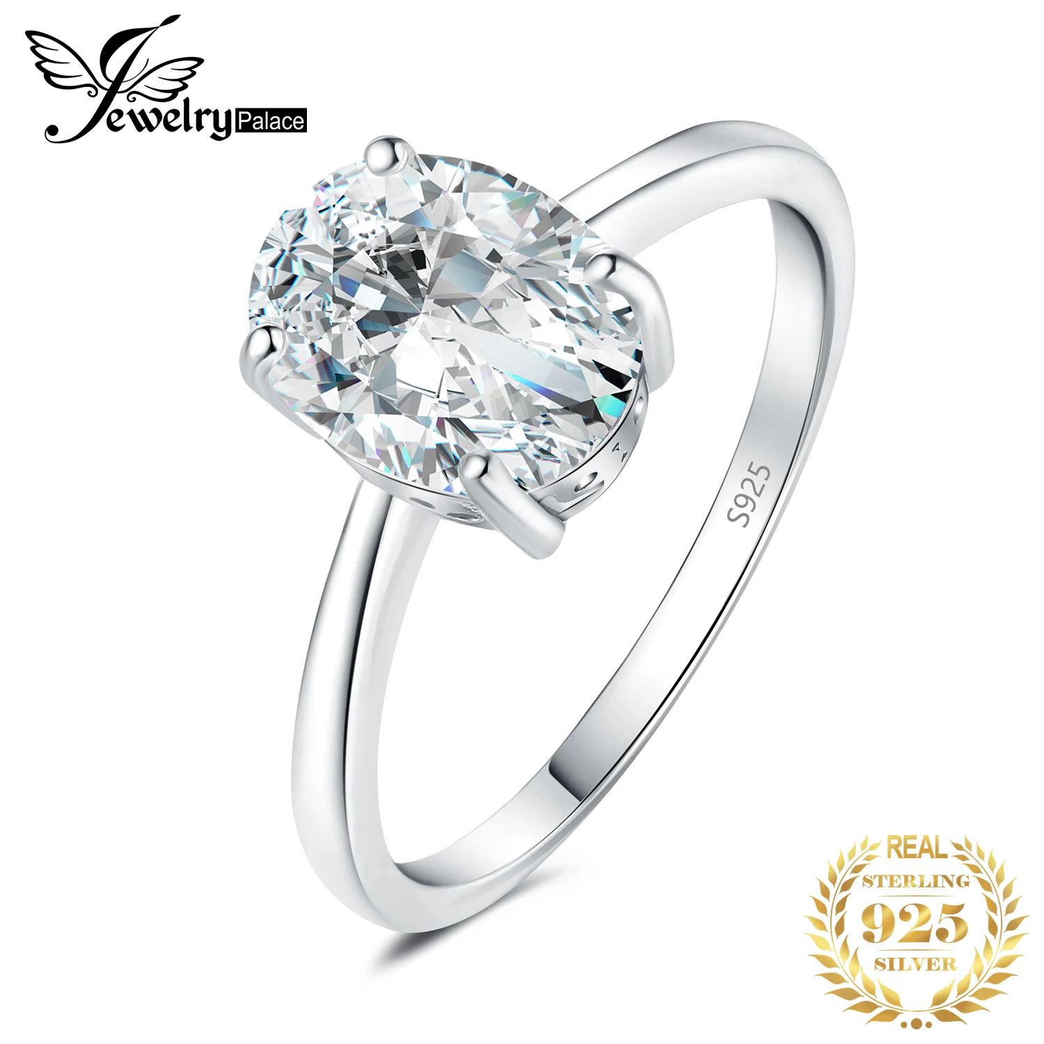 

JewelryPalace Moissanite D Color 1ct 2ct Oval S925 Sterling Silver Solitaire Wedding Engagement Ring for Woman