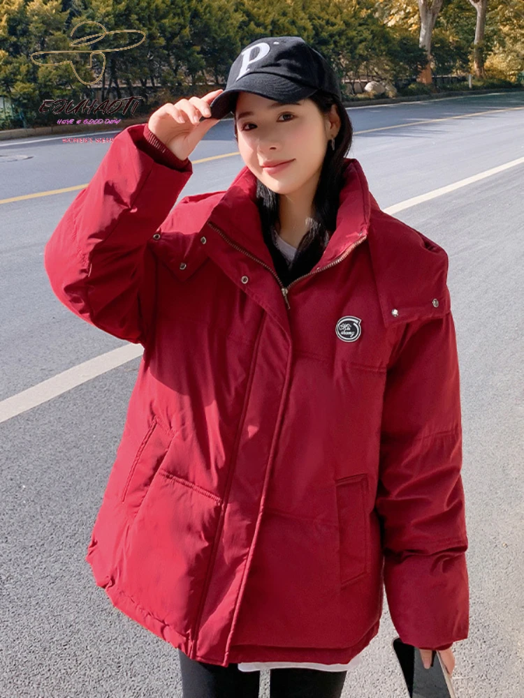 

Women's Winter Clothes New Korean Version Hooded Short Parkas Casual All-match Student Coat Girl Sweet Jackets Free Shipping