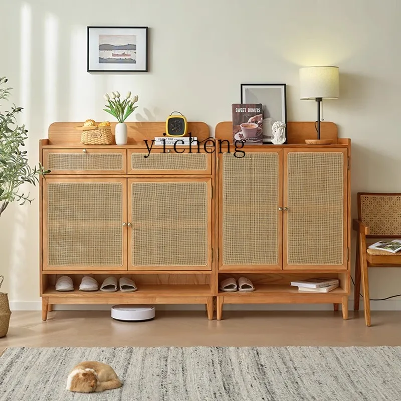 ZF Solid Деревянный шкафчик для обуви винтажный ультратонкий и простой домашний