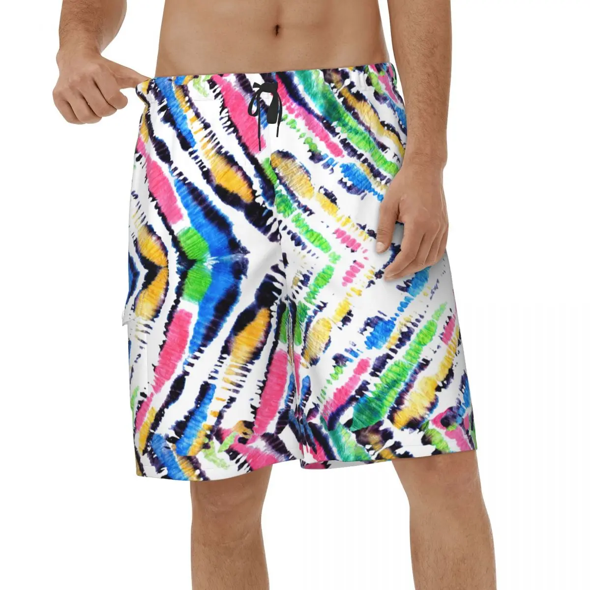 

Zebra Skin Colorful Pattern Animal Shorts Quick Dry Mens Swimwear Printed Men Beachwear