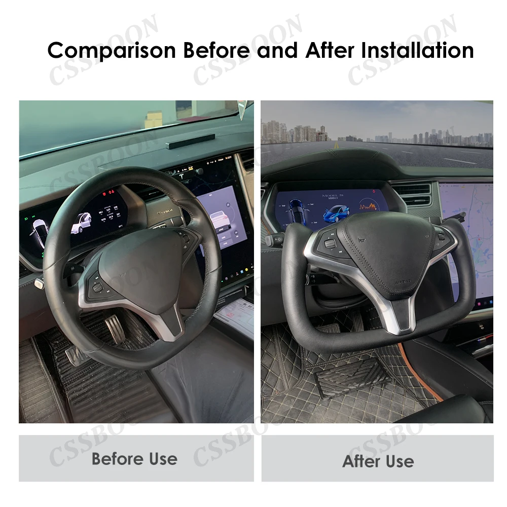 Фото Рулевое колесо CSSBOON с подогревом для Tesla Model X, спортивная гоночная ручка салона автомобиля, опция углеродного волокна для Tesla Model S №3