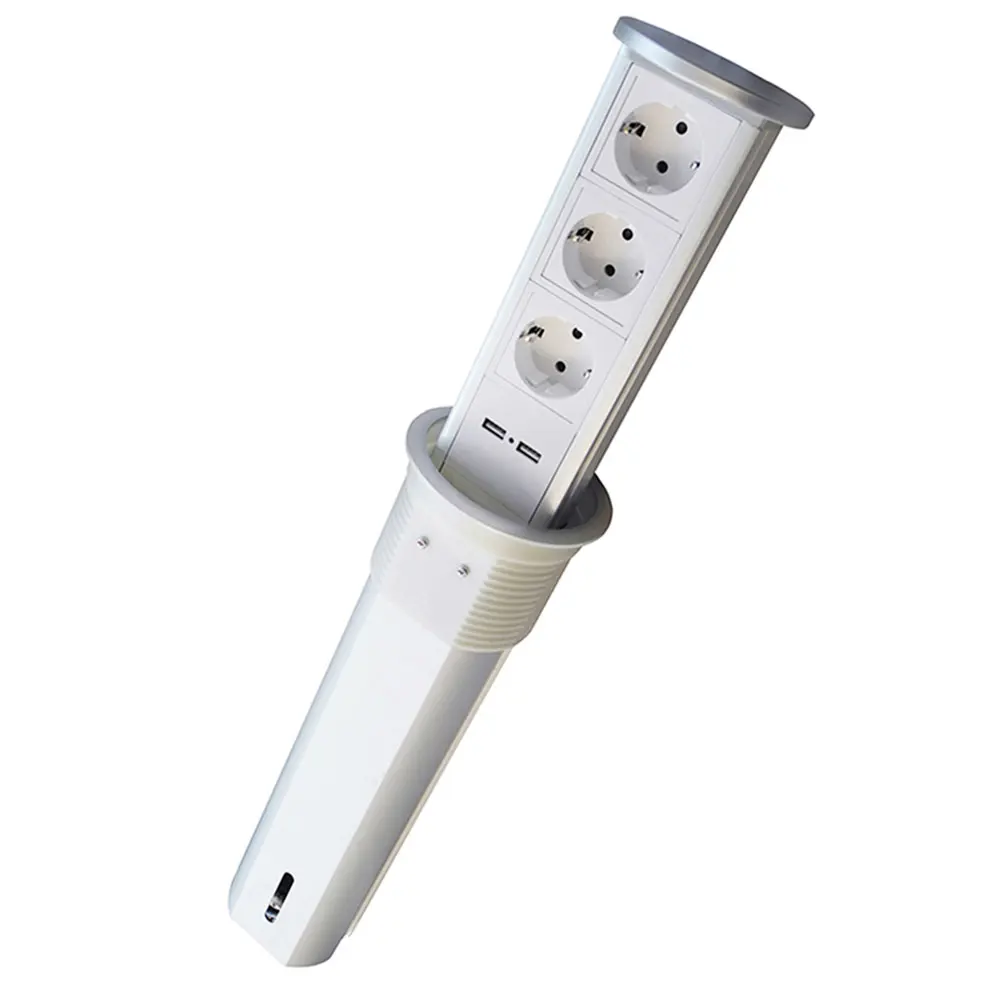 Пневматическая Выдвижная настольная розетка с USB-зарядкой и европейской вилкой |