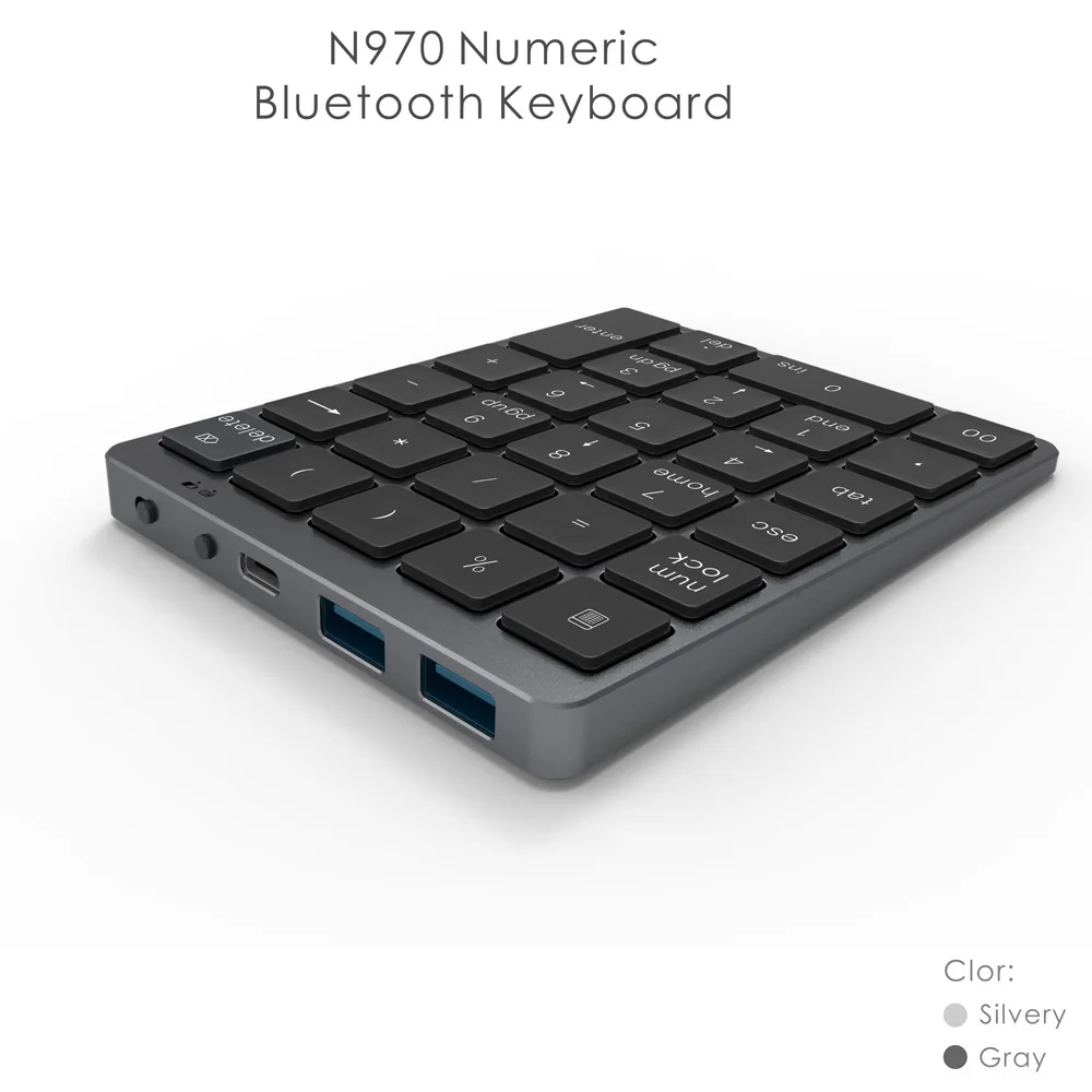 Цифровая клавиатура из алюминиевого сплава, беспроводная Bluetooth-клавиатура, 28 клавиш, одноручная клавиатура, внешняя мини-клавиатура для бухгалтерии (art.: 3920d817a22b9) - 3920d817a22b9