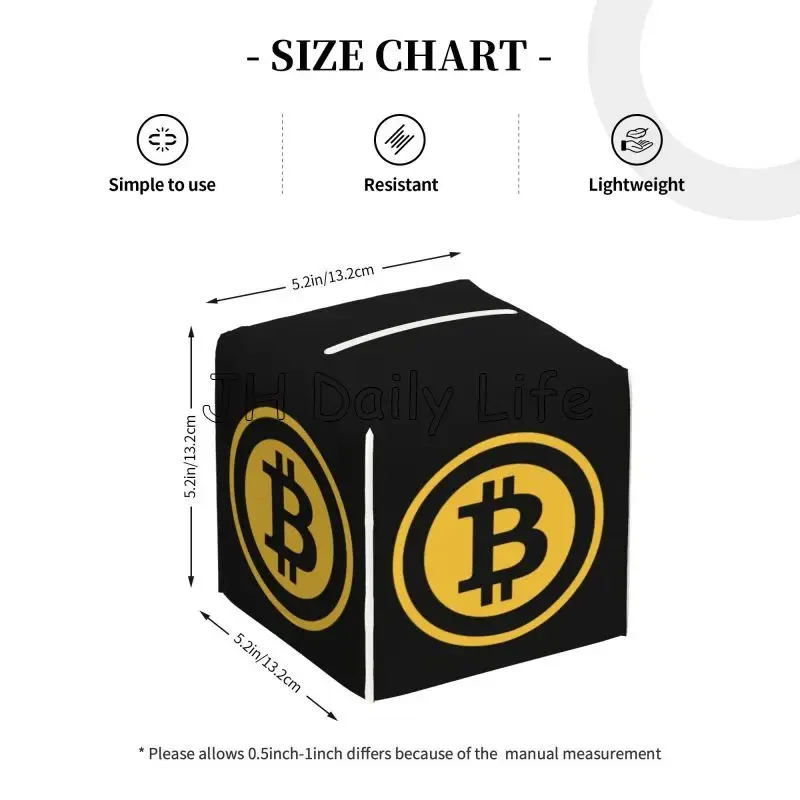 Фото Квадратный чехол для коробки для салфеток с логотипом Bitcoin, кожаный держатель для салфеток, декоративный для спальни, ванной комнаты, прикроватной тумбочки, домашнего офиса, автомобиля №3
