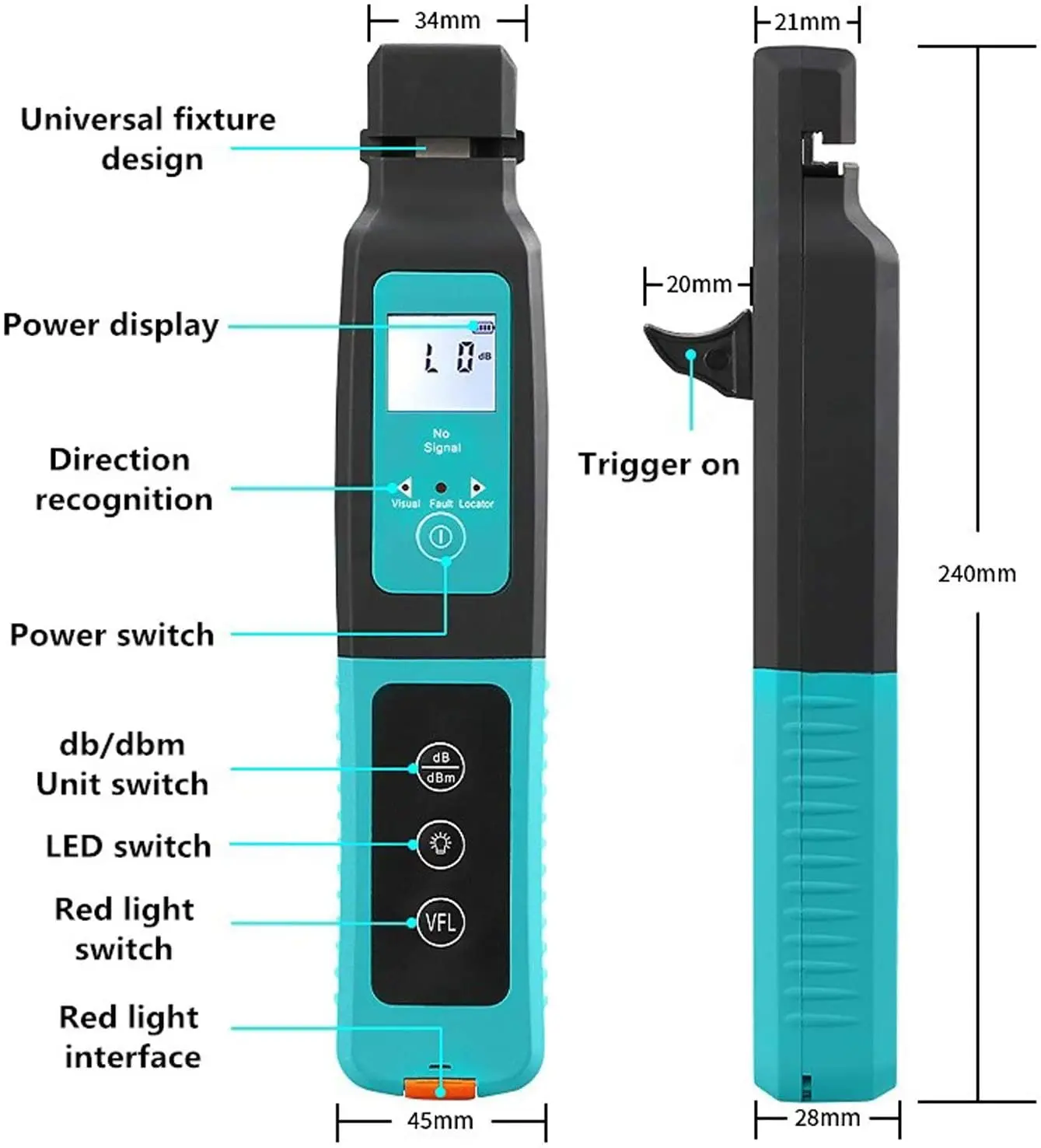 High Quality Fiber Optic Identifier Live Fiber Optical Identifier with Built in 10mw Visual Fault Locator