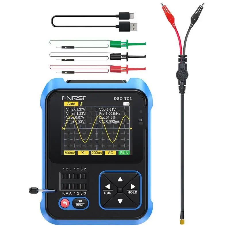 

Handheld Digital Oscilloscope 500khz Bandwidth HO52 2.4inch TFT Mini Oscilloscope 2.4inch LCD Backlight Display Waveforms