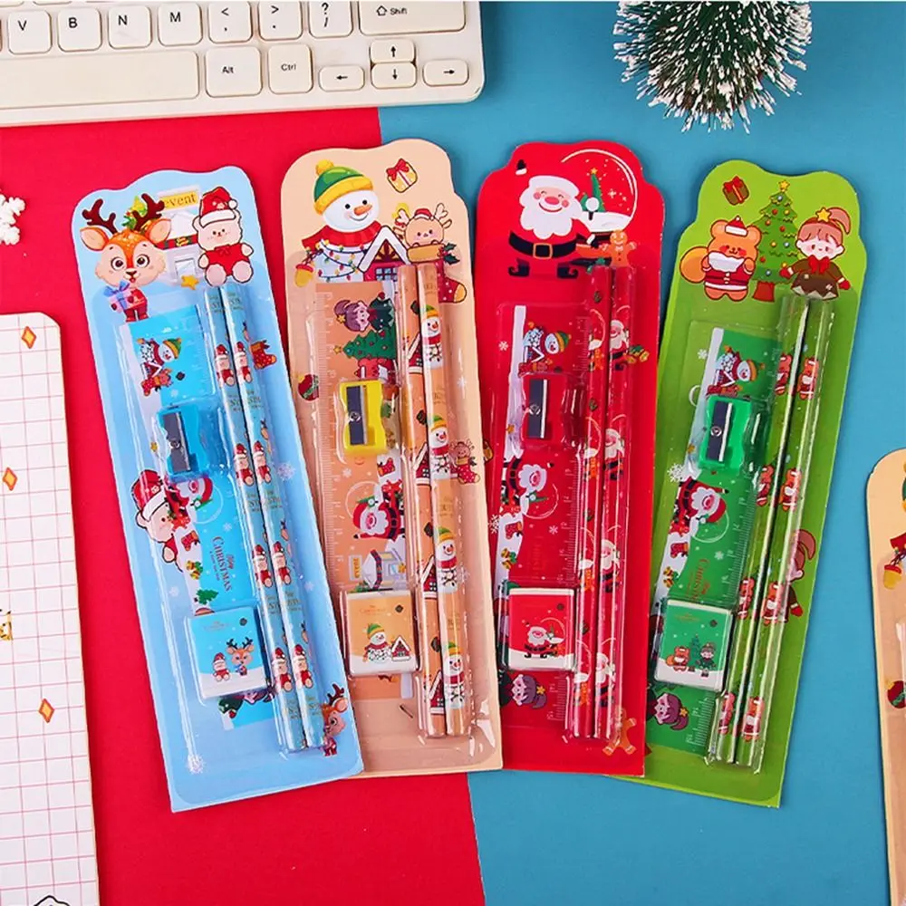 

Kids Sketching Pencils Kit Cartoon Christmas Tree Drawing Pencil ​Ruler Eraser Pencil Sharpener Set School Writing Stationery