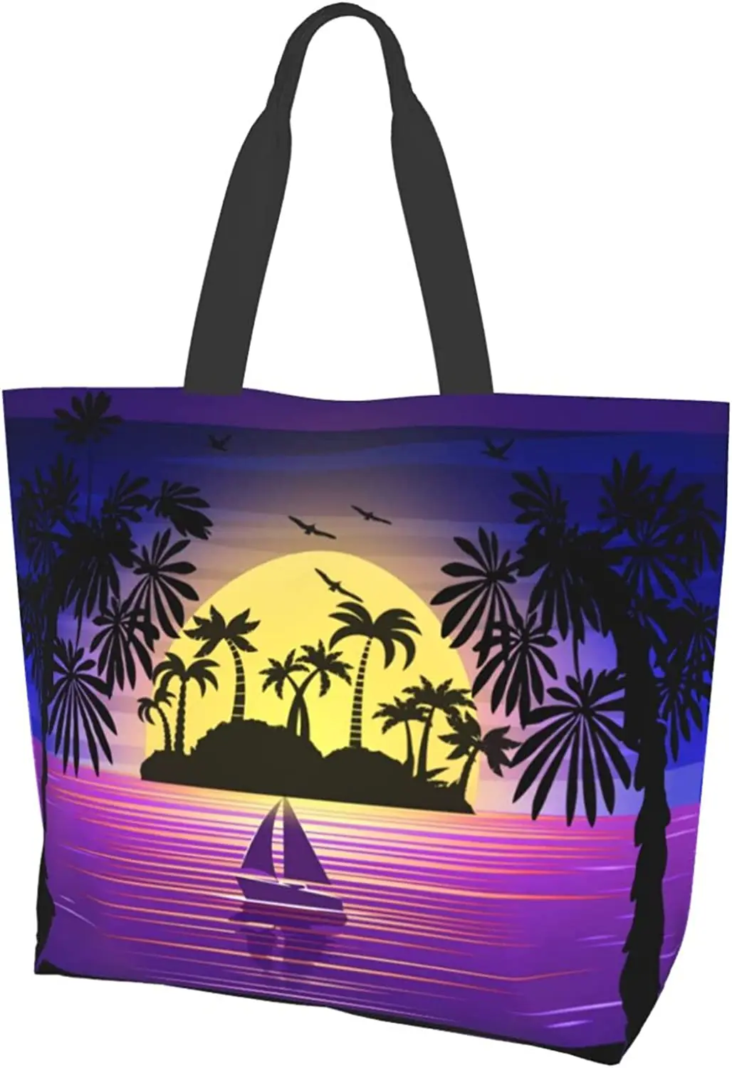 

Sunset Beach Tote Bag Women Large Capacity Shoulder Grocery Shopping Bags
