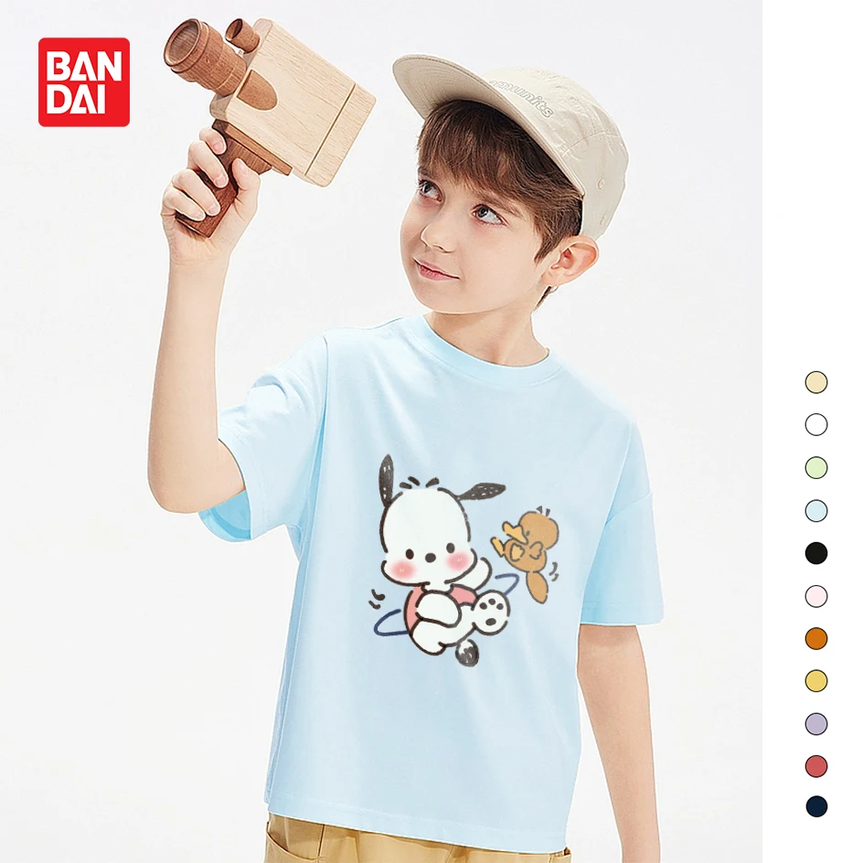 

Bandai Pochacco Peripheral Printed T-shirt Summer New Boys and Girls Parent-child Outfit Loose Casual All-match Short-sleeved