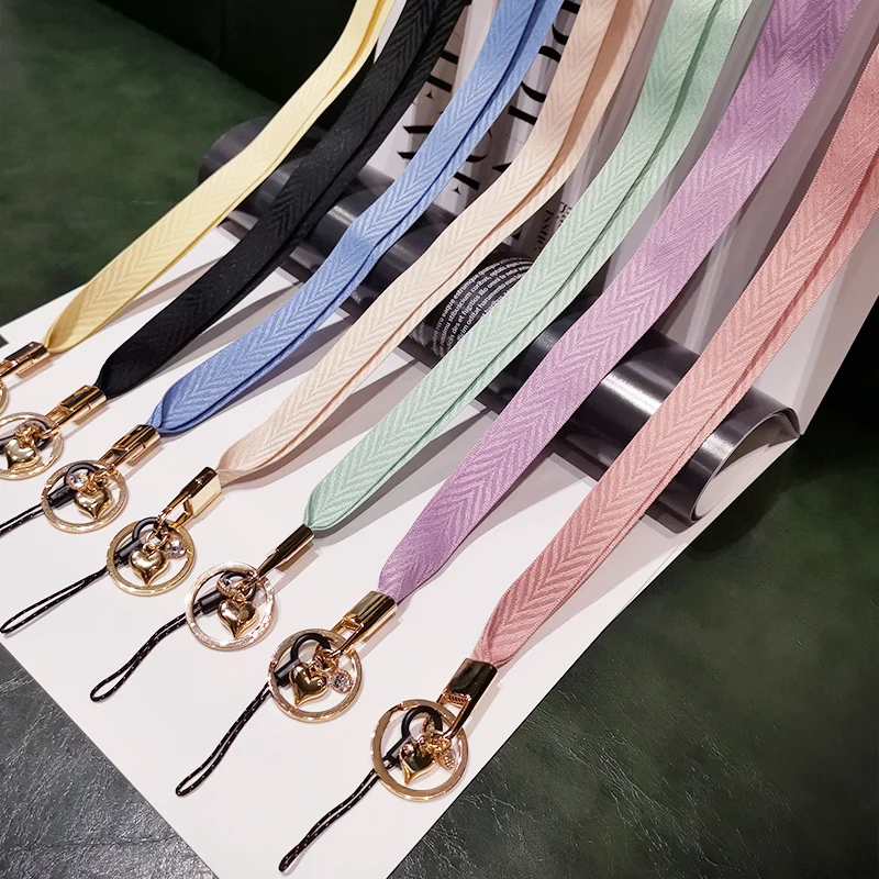 

Mobile phone lanyard women's hanging neck rope lanyard wide cloth belt pendant ornaments rhinestone pendant portable detachable