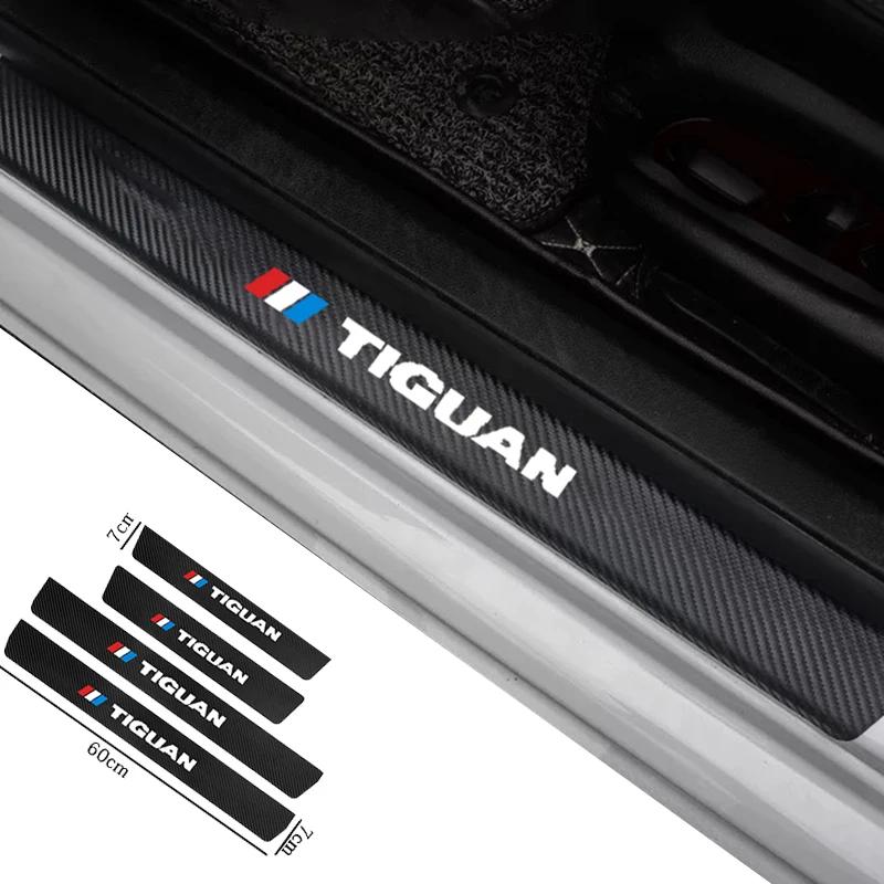 

4Pcs Car Door Threshold Sill Sticker Protector For VW Tiguan MK1 MK2 R Line 2021 2020 2019 2018 2017 2016 2015 2014 Accessories