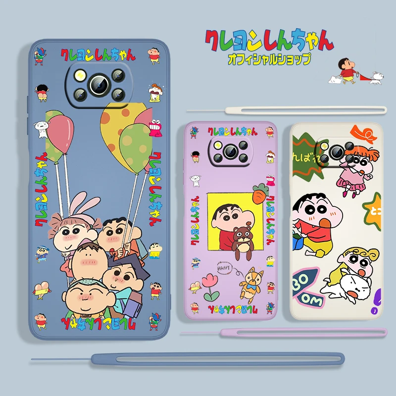 

Crayon Shin-chan Cute For Xiaomi POCO X3 NFC F3 GT M4 M3 M2 Pro C3 X2 11 Ultra 5G Silicone Liquid Rope Phone Case Fundas Coque