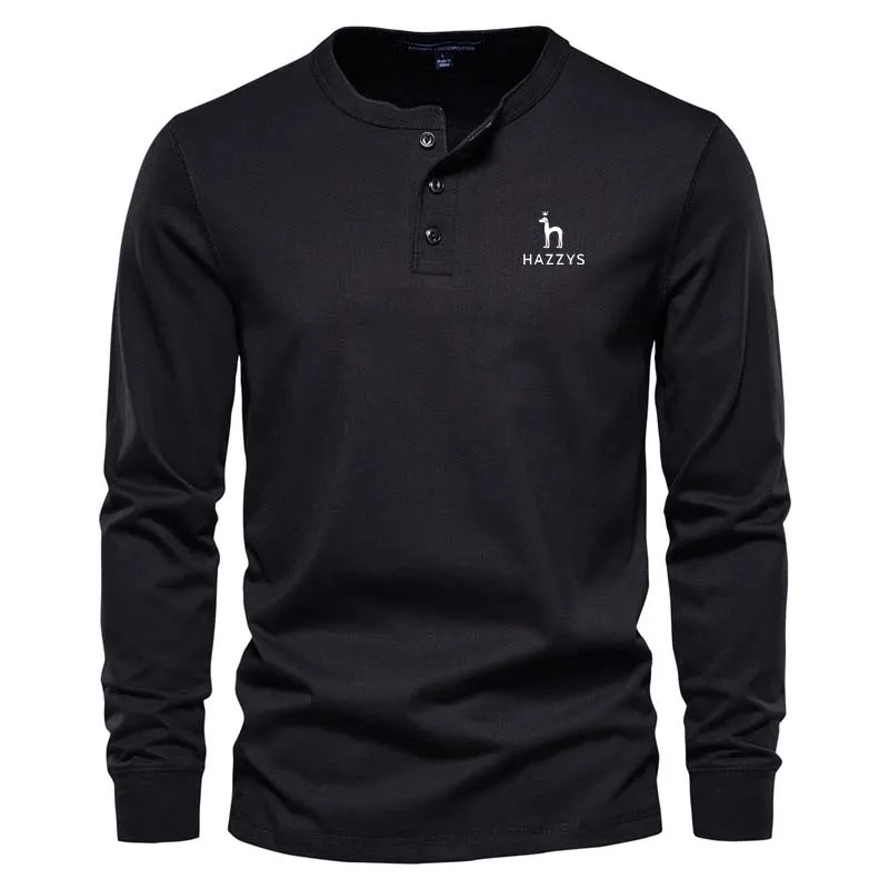 Men's Golf HAZZYS Polo Wear Casual Sweatshirts Hoodie Buttons Slim Pullover Long Sleeve Spring Autumn Men Pieces O-Neck Male