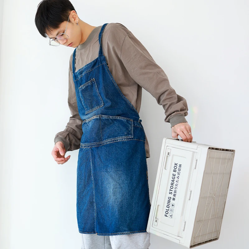 

Фартук для кафе, индивидуальный дизайн, специальное оформление ногтевого салона, Мужская и Женская рабочая одежда, японские джинсы