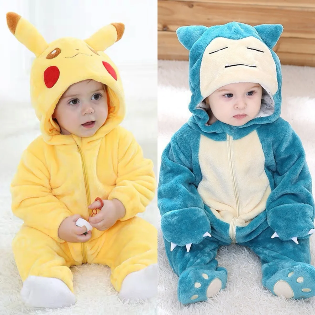 Новый детский комбинезон Snorlax Pokemon Pikachu милая пижама одежда для новорожденных