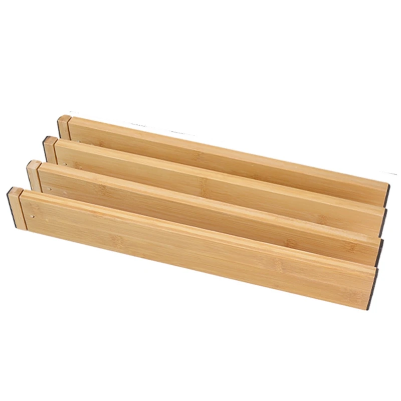 

4 Pack Bamboo Drawer Dividers, Drawer Organizer, Drawer Separator Spring Retractable Adjustable