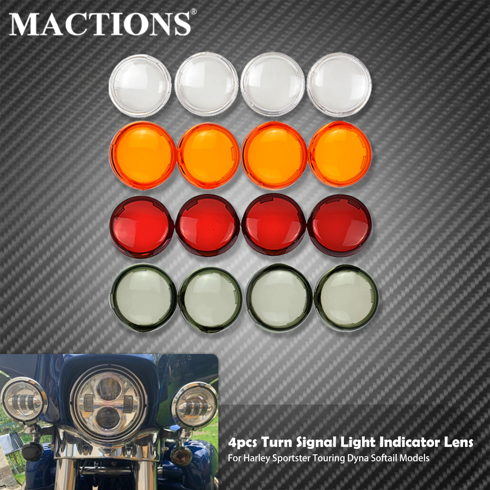 

4PCS Motorcycle Turn Signal Light Indicator Lens Cover For Harley Sportster XL 883 1200 Dyna Heritage Softail Touring Road King