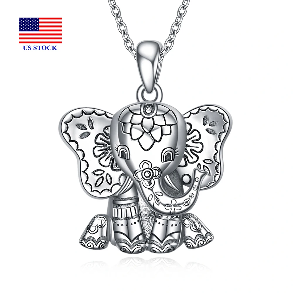 

Sterling Silver Pendant Necklace Elephant Christmas Jewelry Gifts for Women Girls Girlfrind Ideas F0274 US STOCK
