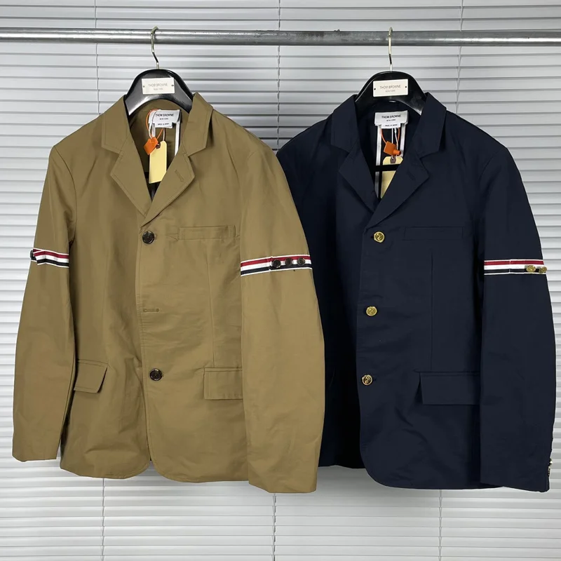 

2022 Fashion TB THOM Brand Formal Blazer Men British Casual Suit Men's Jacket Loose Striped Solid Spring And Autumn Coat