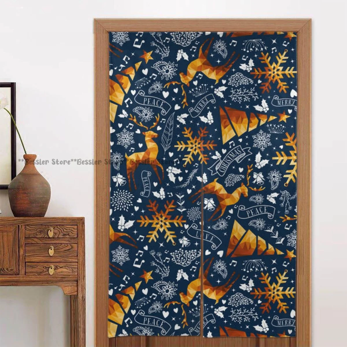 Шторы для дверного проема веселый рождественский головной олень подвесные