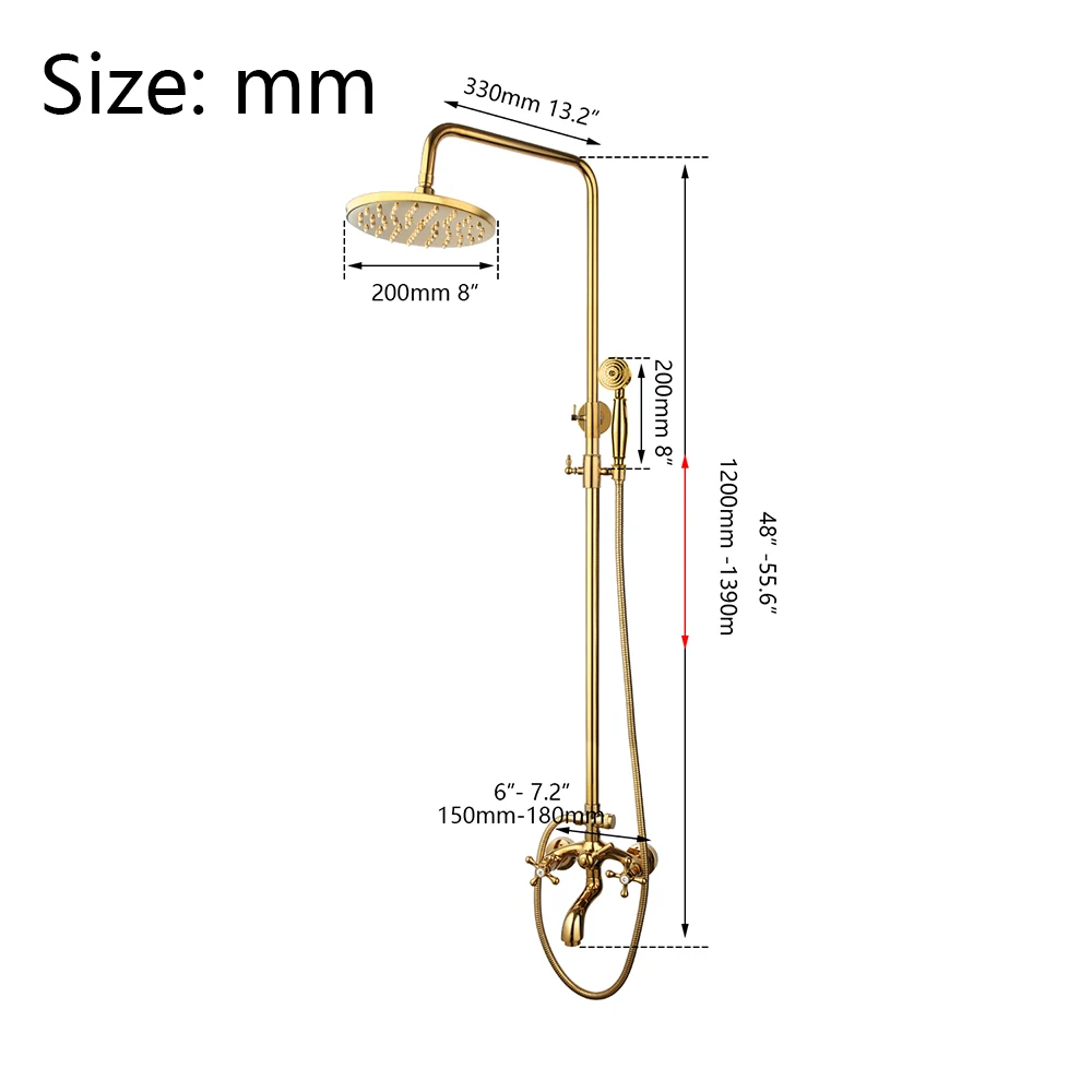 Torayvino набор золотистого полированного смесителя для душа ванной комнаты 8 дюймов