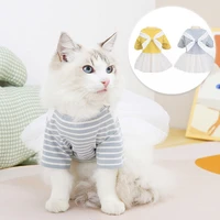 1pc summer cat tutu dress kitten gauze skirt puppy lovely striped skirt pet shirt clothing supplies pet