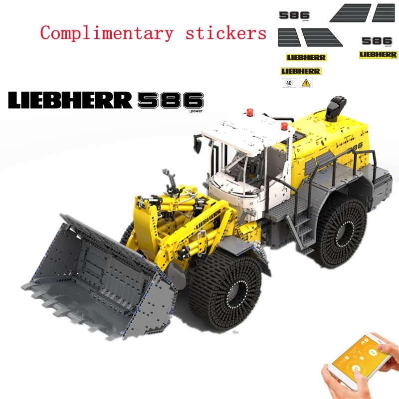 

Small particle technology building block moc-49777 engineering vehicle Liebherr l586 excavator remote control assembly toy model