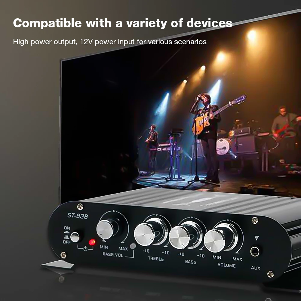 ST-838 HiFi 2 1-канальный стереобасовый звуковой усилитель с регулировкой басов и