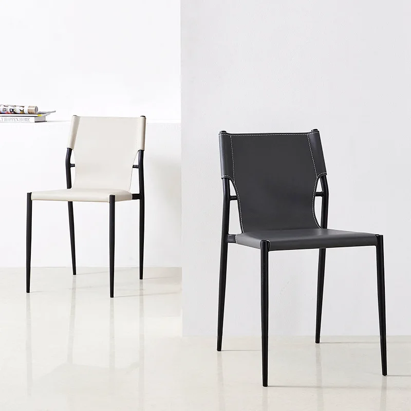 

Beautiful Leather Dining Chairs Bistro Waterproof Accent Waiting Balcony Chair Bar Living Room Designer Butaca Furniture OA50DC
