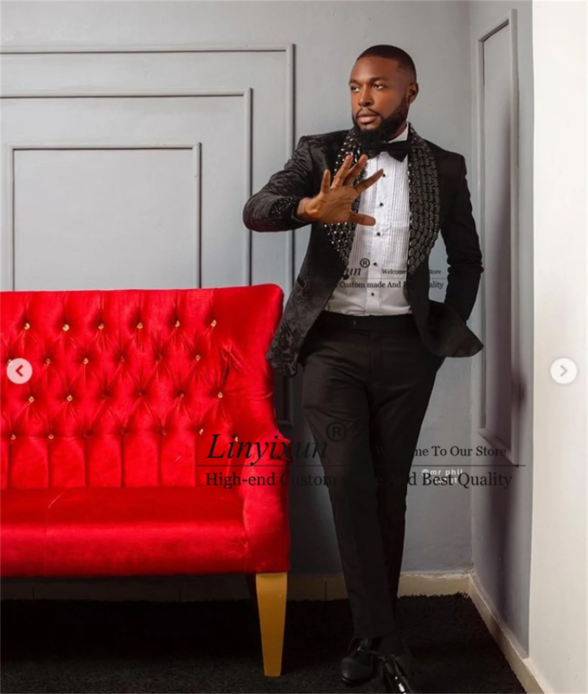 Мужские костюмы с блестящими кристаллами и бисером индивидуальные свадебные