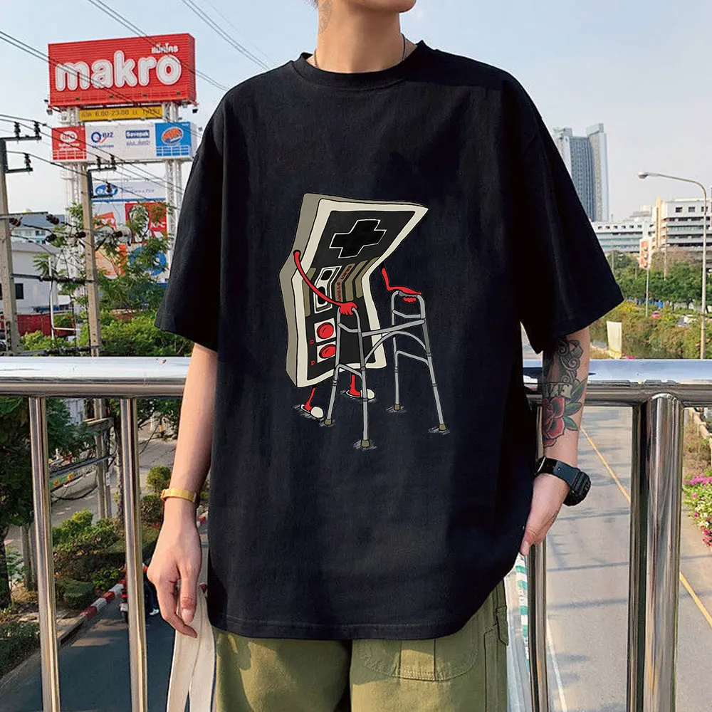 

Old School Video Game T Shirt Arcade 80s Retro Designer Graphic T-Shirts Streetwear 100% Cotton Vintage Tops Tee Shirt Oversize