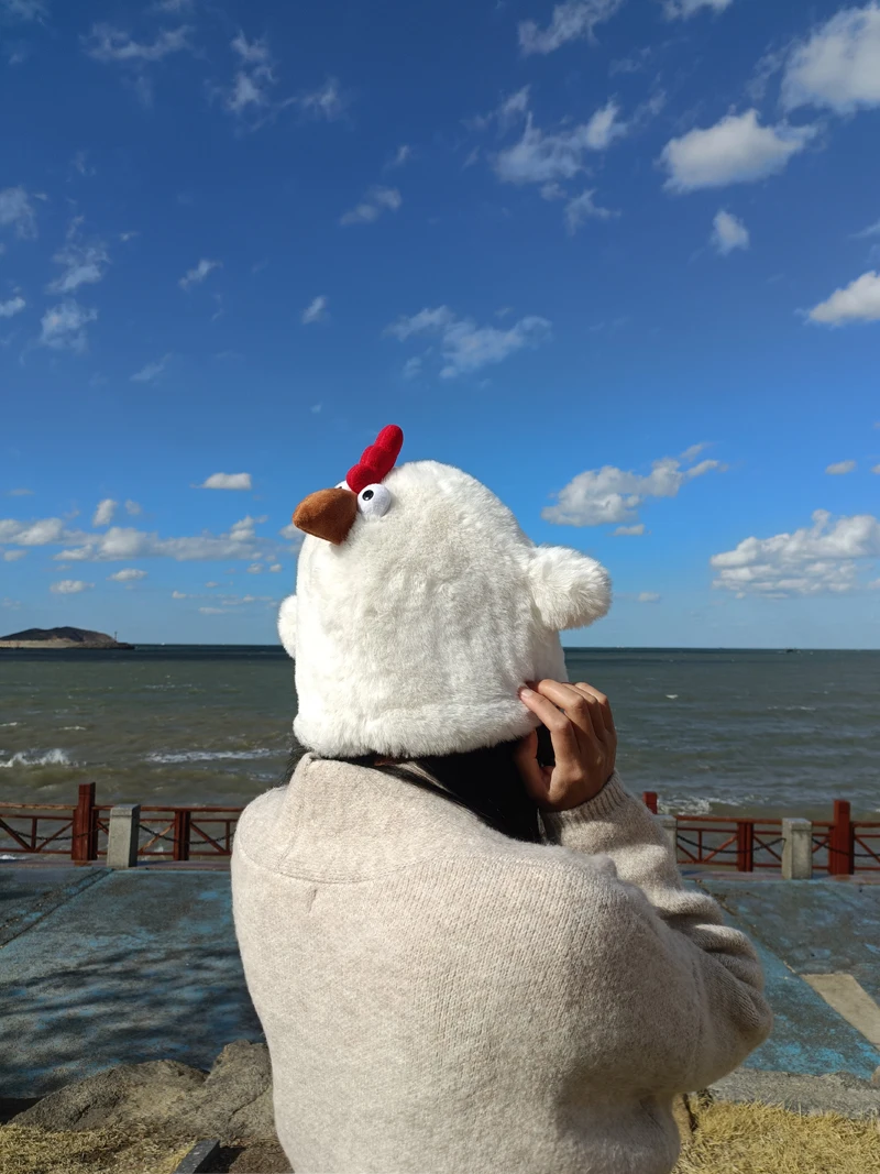 Милая персональная забавная куриная шапка утолщенная плюшевая высокой