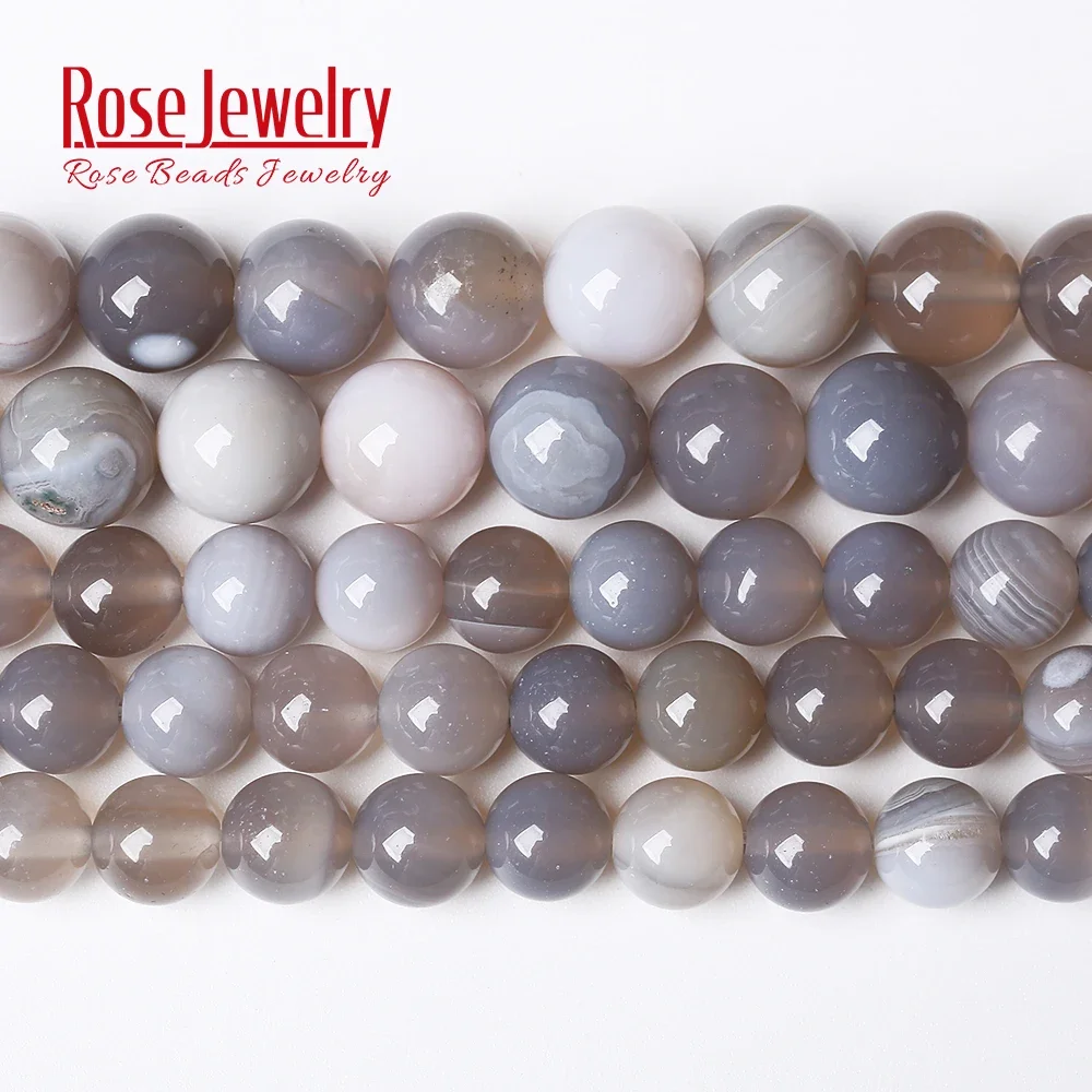 

Natural Stone Grey Striped Onyx Agates Round Loose Beads 15" Strand 4 6 8 10 12 MM Pick Size For Jewelry Making