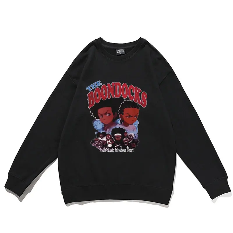 

Свитшот с принтом The Boondocks Huey and Raymond, пуловер в стиле хип-хоп для мужчин и женщин, винтажные модные пуловеры, забавная мужская хлопковая уличн...