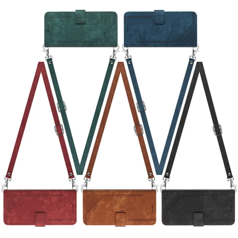 

Leather lanyard Wallet Case For Tecno Spark 8C 9T 9 Pro Go 2022 Pova 4 3 Neo 2 Phone Flip Book Cover Infinix Hot 20i 20 12 Play