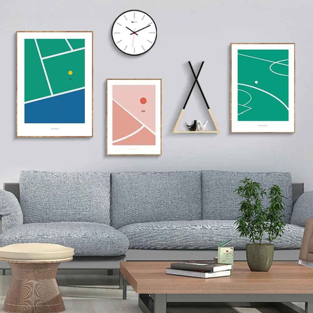 

Cartoon Basketball Football Graphic Posters Canvas Painting Wall Art Tennis Picture Nordic Prints for Bedroom Home Decoration